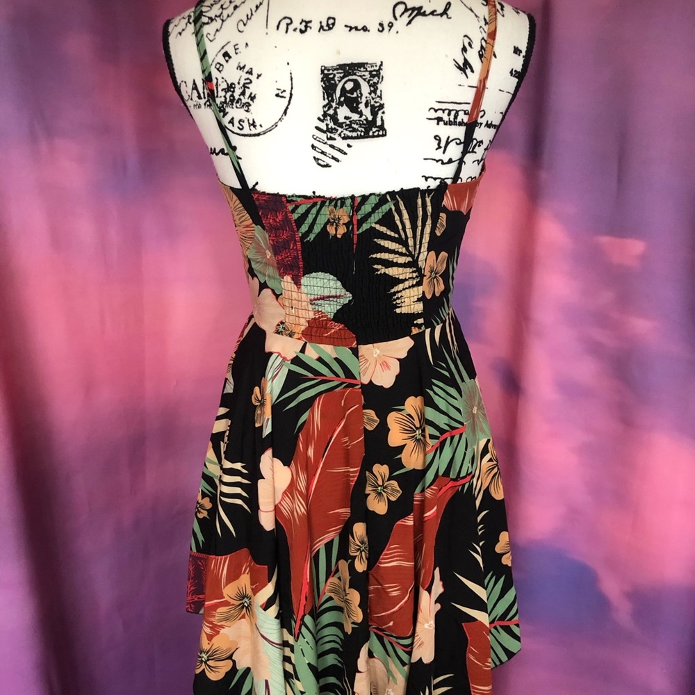 Sundress bohemian dress tropical print floral ruched women’s flowy fashion - Picture 4 of 5